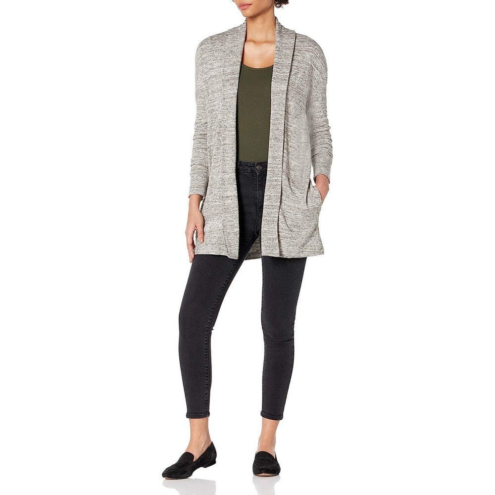 Daily Ritual Women's Supersoft Terry Relaxed-Fit Open Sweatshirt Small Gray